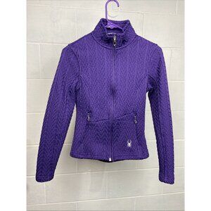SPYDER Womens Core Ribbed Sweater Jacket XS Full Zip‎ Up Violet Purple